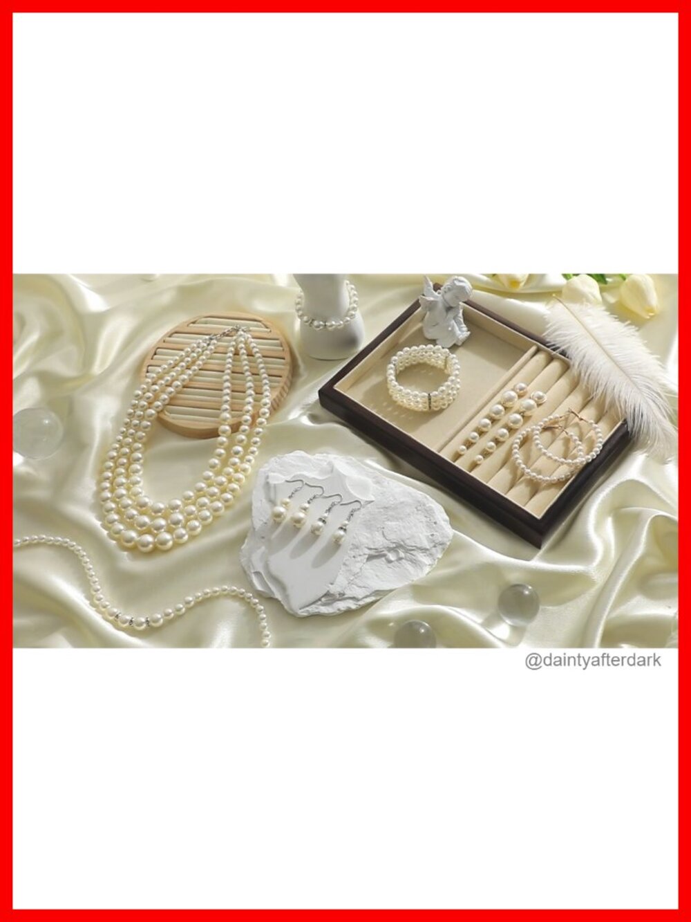 Faux Pearl Necklace and Earring Set with Bracelet - 8 Piece Jewelry Set for - Picture 6 of 6